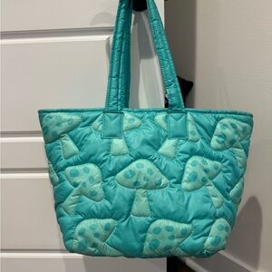 Sincerely Jules Teal Mushroom Pattern Tote Bag